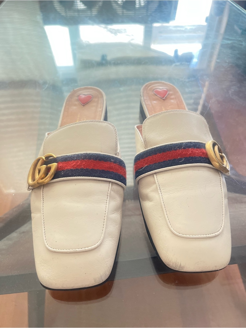 Authentic Gucci GG Princeton Marmont slip on mules White Ivory Cream (EU39/US9)